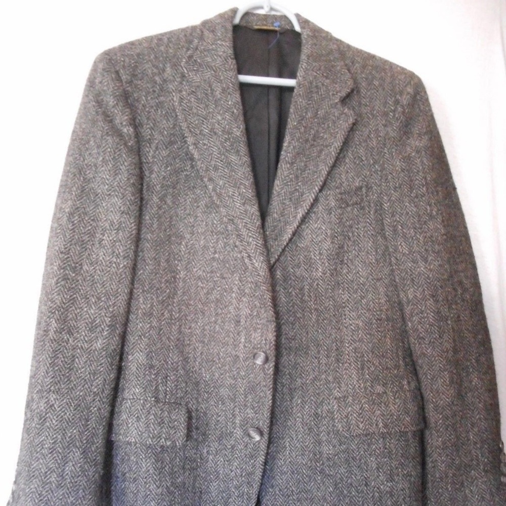 Vintage Harris Tweed Grey Herringbone Jacket - Picture 1 of 7